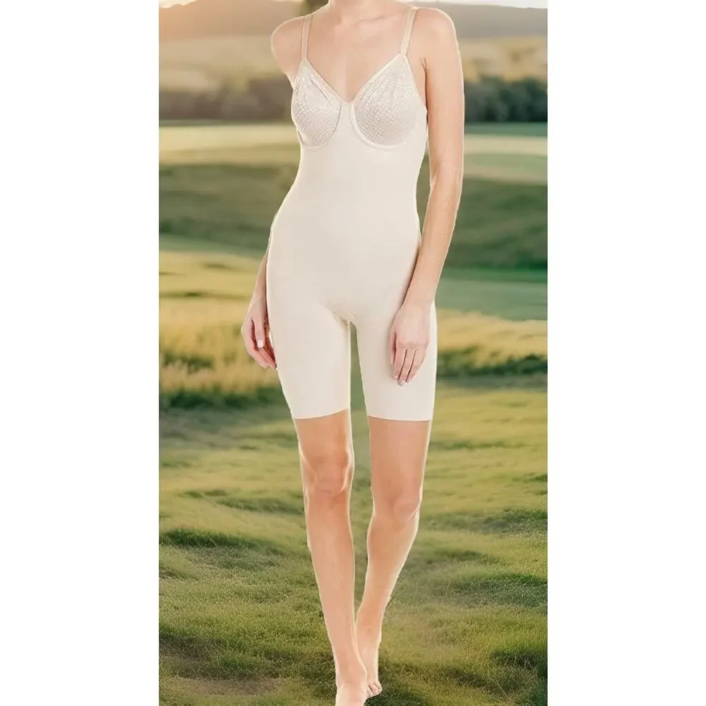 NWT Wacoal 34D Visual Effects Moderate Minimizing Bodysuit Beige - Picture 2 of 6